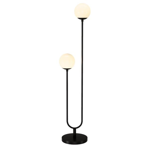 69" Black Two Light Novelty Floor Lamp With White Frosted Glass Globe Shade - Image 3