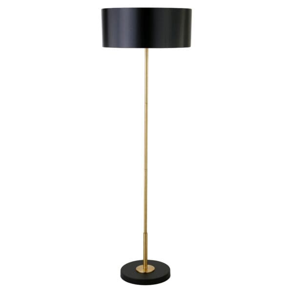 62" Black Two Light Traditional Shaped Floor Lamp With Black Drum Shade - Image 2