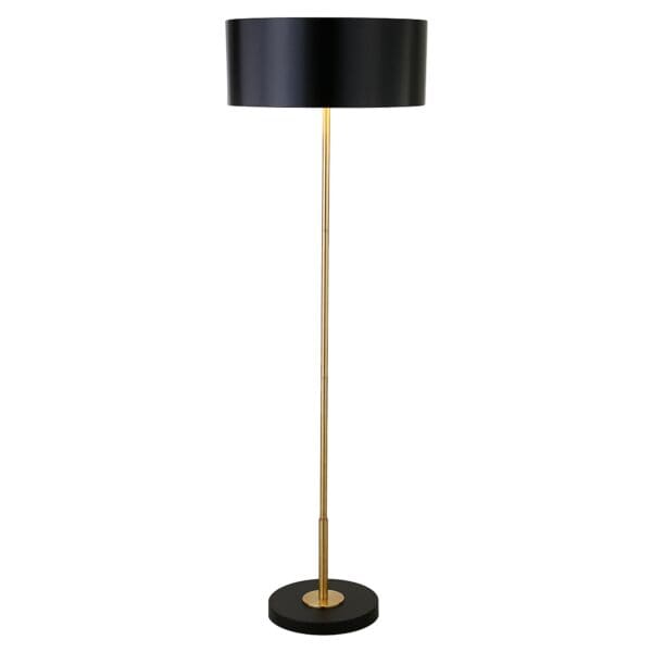 62" Black Two Light Traditional Shaped Floor Lamp With Black Drum Shade - Image 3