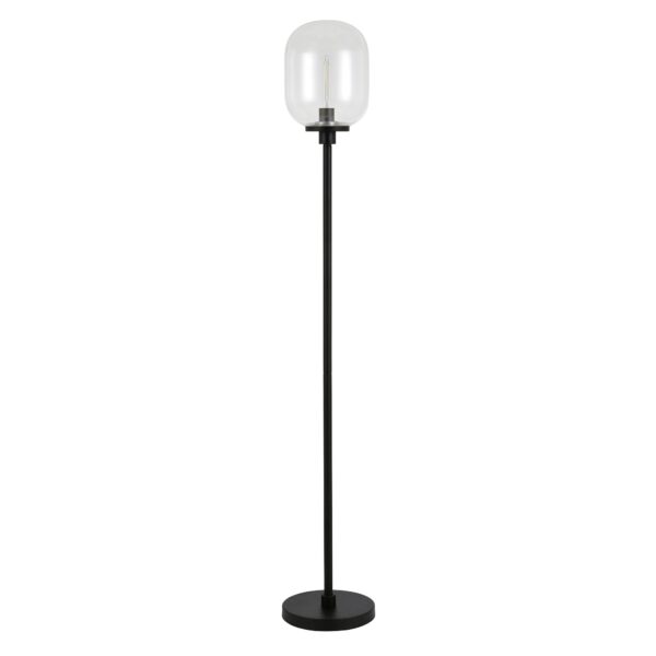 69" Black Novelty Floor Lamp With Clear Seeded Glass Globe Shade - Image 2