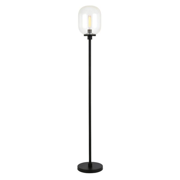 69" Black Novelty Floor Lamp With Clear Seeded Glass Globe Shade - Image 3