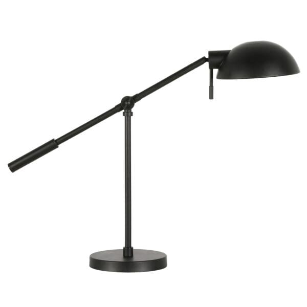 23" Black Metal Desk Table Lamp With Black Dome Shade - Image 2