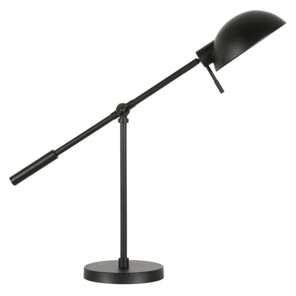 23" Black Metal Desk Table Lamp With Black Dome Shade - Image 3