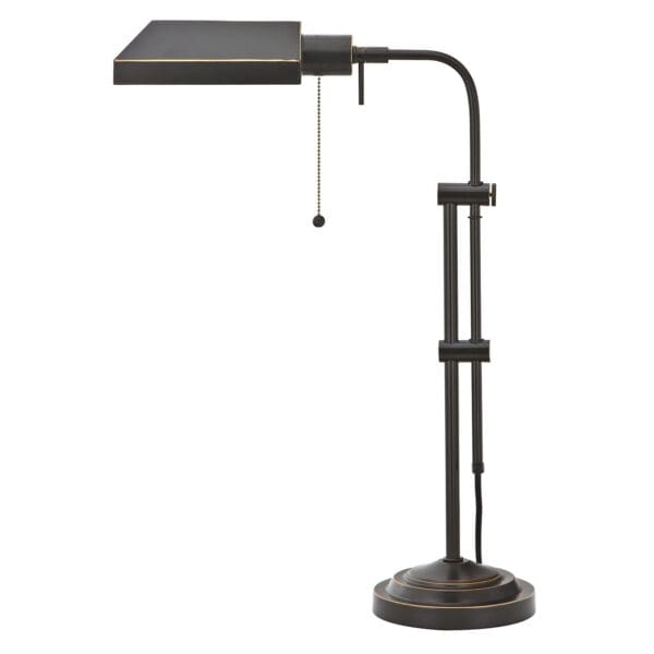 26" Bronze Metal Adjustable Table Lamp With Bronze Rectangular Shade - Image 2