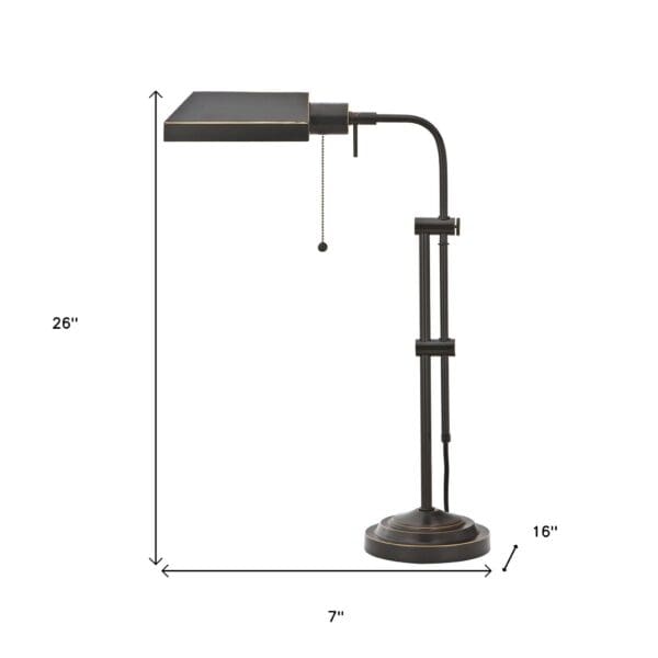 26" Bronze Metal Adjustable Table Lamp With Bronze Rectangular Shade - Image 6