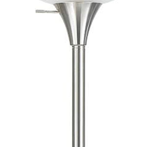 70" Nickel Torchiere Floor Lamp With White Frosted Glass Dome Shade - Image 6