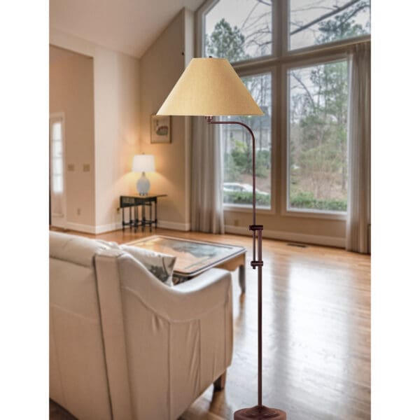 68" Rusted Adjustable Traditional Shaped Floor Lamp With Brown Empire Shade - Image 5