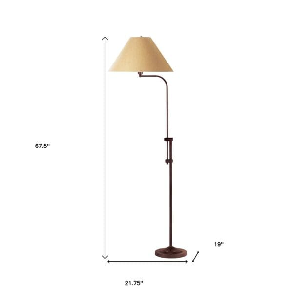 68" Rusted Adjustable Traditional Shaped Floor Lamp With Brown Empire Shade - Image 6