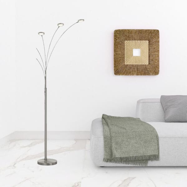 72" Nickel Five Light Led Arc Floor Lamp - Image 4