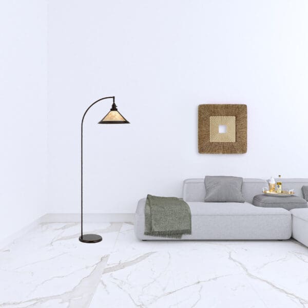 65" Bronze Traditional Shaped Floor Lamp With White Empire Shade - Image 4