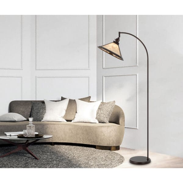 65" Bronze Traditional Shaped Floor Lamp With White Empire Shade - Image 6