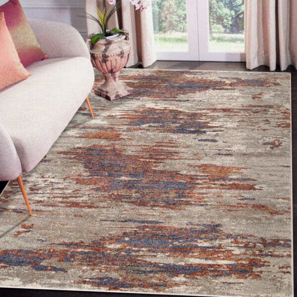 8' x 10' Beige Abstract Power Loom Area Rug - Image 6