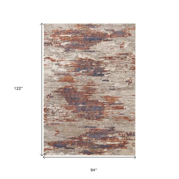 8' x 10' Beige Abstract Power Loom Area Rug - Image 7