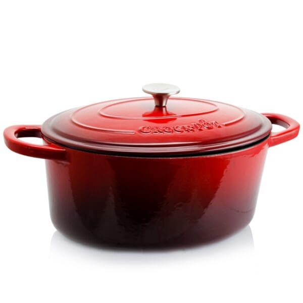 Artisan Oval Enameled Cast Iron Dutch Oven - 7 Qt, Scarlet Red