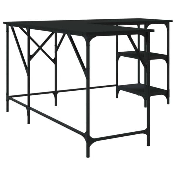 Desk Black Engineered Wood with Metal - Image 4