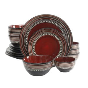Gibson Elite Caf&eacute; Versailles 16 Piece Double Bowl Dinnerware Set - Red