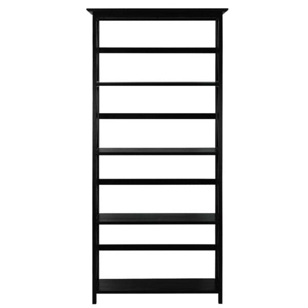 Tall 5-Tier Bookcase in Black Wood Finish - Image 3