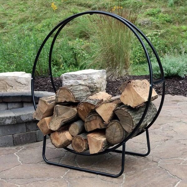 Modern Black Metal Indoor Outdoor Firewood Holder Log Rack - Image 3