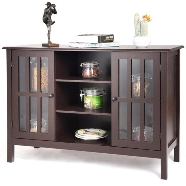 Brown Wood 43-inch TV Stand Storage Cabinet Console Table - Image 2