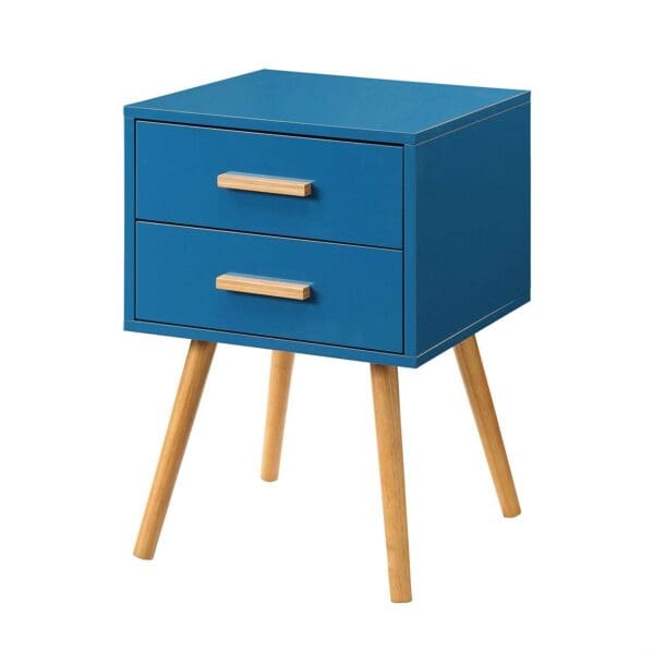 Modern Classic Mid-Century Style End Table Nightstand in Blue Finish - Image 3