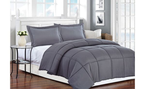 Dark Gray Medium Warmth Down Alternative Comforter Full Queen Size - Image 2