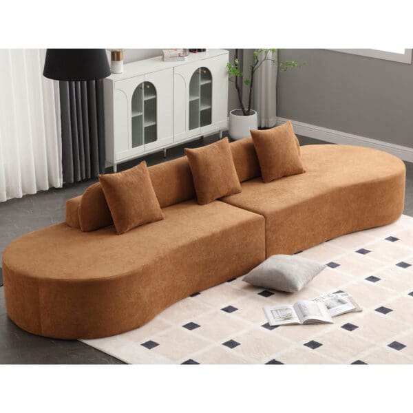 Modern Curved Combination Sofa - Brown