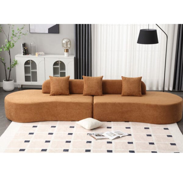 Modern Curved Combination Sofa - Brown - Image 2