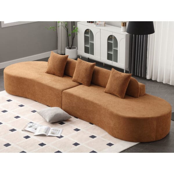 Modern Curved Combination Sofa - Brown - Image 3