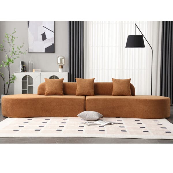 Modern Curved Combination Sofa - Brown - Image 4