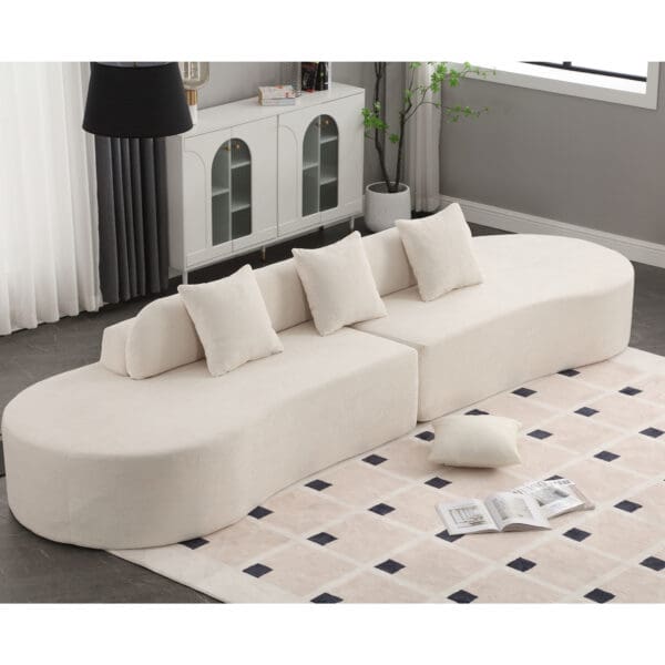 Modern Curved Combination Sofa - Beige Terrycloth