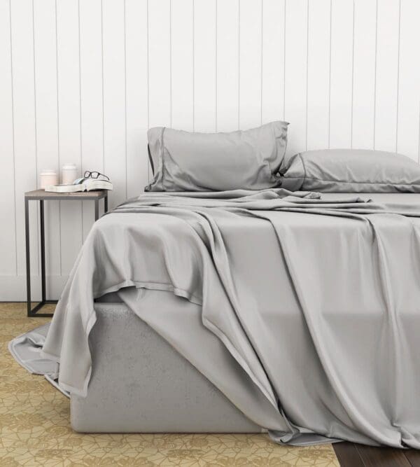 Bamboo Cotton Sheets Soft and Smooth with Viscose from Bamboo Light Grey Full - Image 2