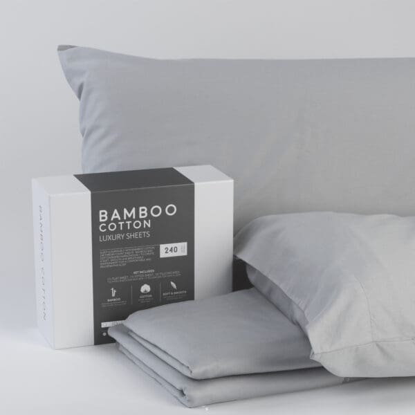 Bamboo Cotton Sheets Soft and Smooth with Viscose from Bamboo Light Grey King Split Head