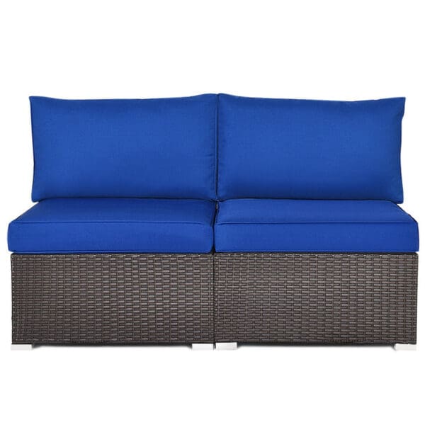 Patio Rattan Armless Sofa Set - 2 pc Modular - Image 5