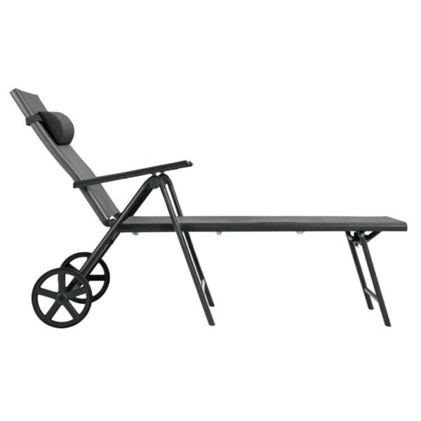 Patio Lounge Chair with Wheels, includes Adjustable Aluminum Frame and Neck Pillow - Image 4