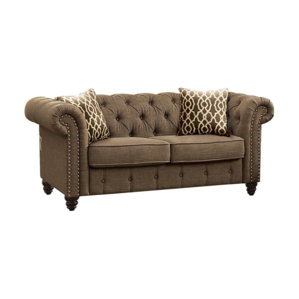 Aurelia Loveseat - Brown Linen