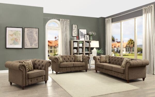 Aurelia Loveseat - Brown Linen - Image 2