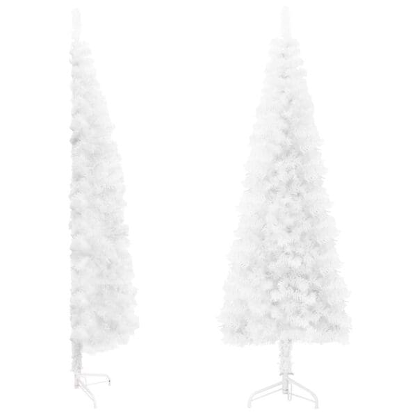 Slim Artificial Half Christmas Tree with Stand White 4 ft - Image 2