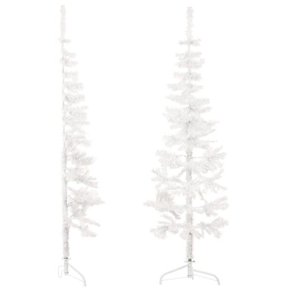 Slim Artificial Half Christmas Tree with Stand White 4 ft - Image 5