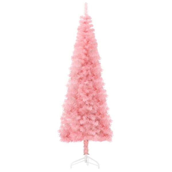 Slim Artificial Half Christmas Tree with Stand Pink 5 ft - Image 4