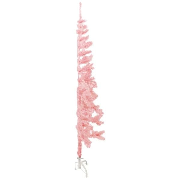 Slim Artificial Half Christmas Tree with Stand Pink 5 ft - Image 6