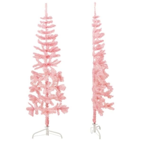 Slim Artificial Half Christmas Tree with Stand Pink 5 ft - Image 7