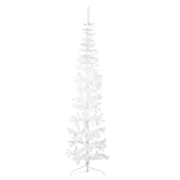 Slim Artificial Half Christmas Tree with Stand White 7 ft - Image 5