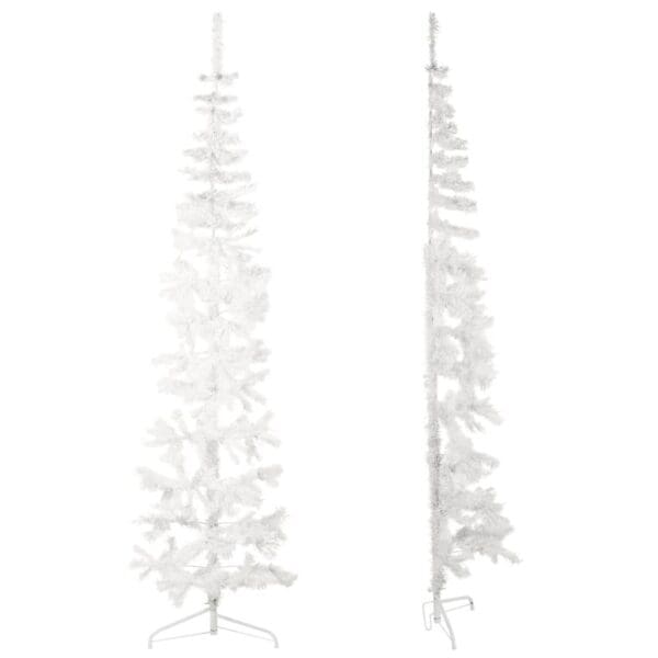 Slim Artificial Half Christmas Tree with Stand White 7 ft - Image 7