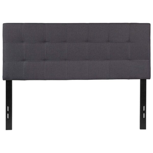 Full size Dark Grey Fabric Linen Upholstered Panel Headboard - Image 2