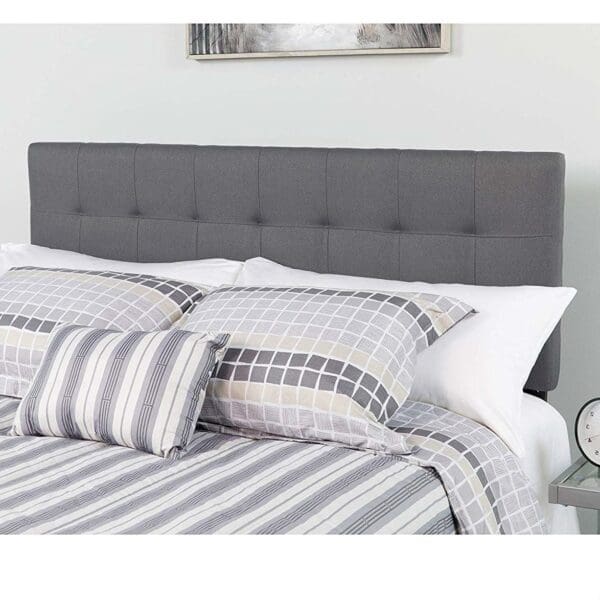 Full size Dark Grey Fabric Linen Upholstered Panel Headboard - Image 3