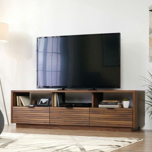 Modern Walnut Finish TV Stand Entertainment Center - Fits up to 70-inch TV - Image 3