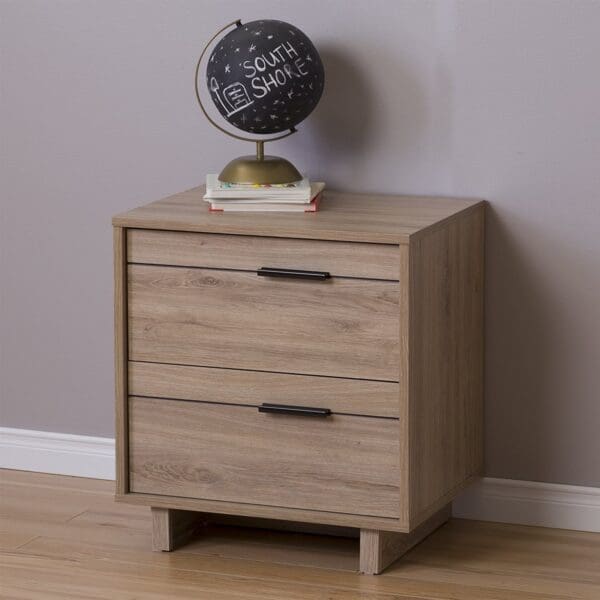 Modern 2-Drawer End Table Nightstand in Light Oak Wood Finish - Image 2