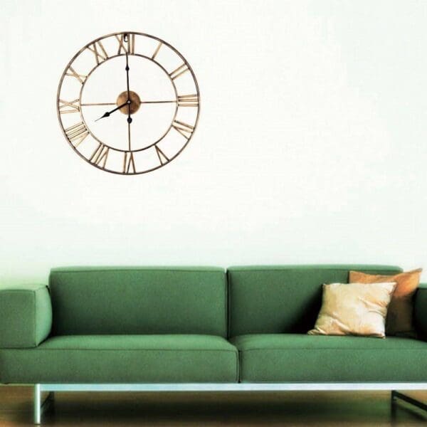 Decorative 18.5-inch Roman Numerals Silent Non-Ticking Wall Clock in Gold - Image 3