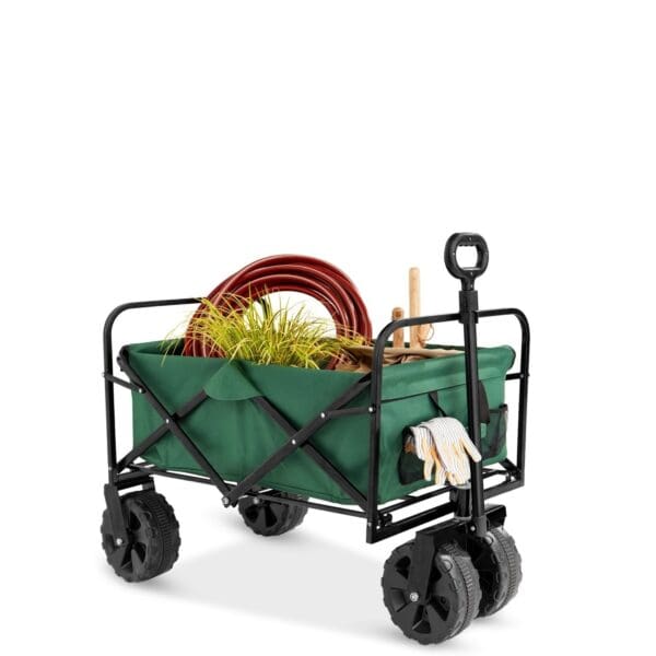 Green Heavy Duty Collapsible Multipurpose Indoor/Outdoor Utility Garden Cart - Image 2