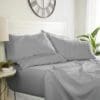King size Grey 6 Piece Wrinkle Resistant Microfiber Polyester Sheet Set - Image 2